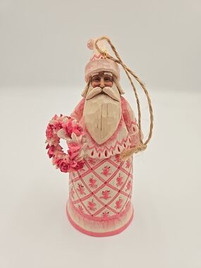 Jim Shore "Rosie Red Santa" Toile Bell Ornament SIGNED